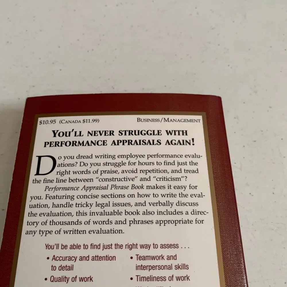 Performance Appraisal Phrase Book: The Best Words Phrases and Techniques